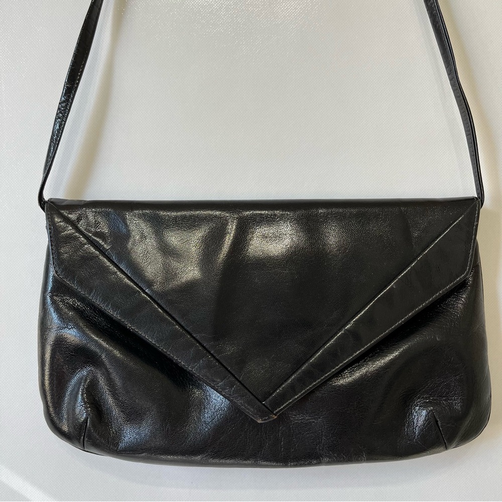 Vintage Black Leather Purse Clutch